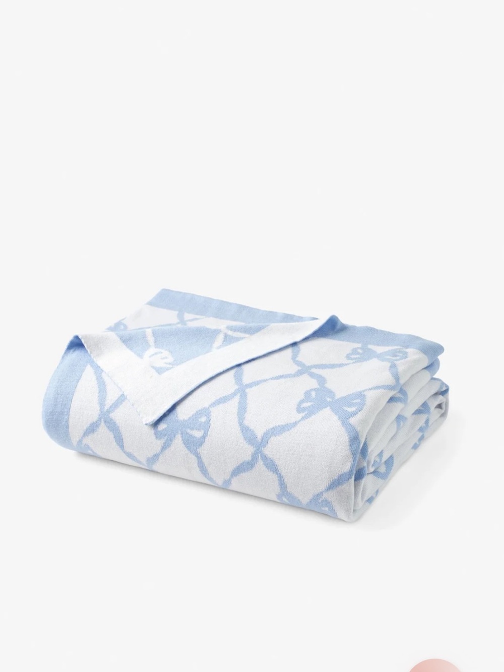 loveshackfancy bow throw blanket blue and white reversible